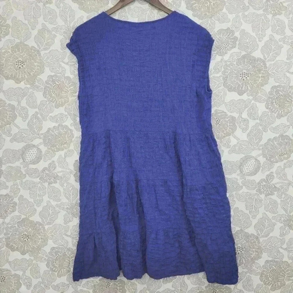 Knox Rose Mini Tunic Dress Blue L Crewneck Cap sleeve Women's - Picture 2 of 8
